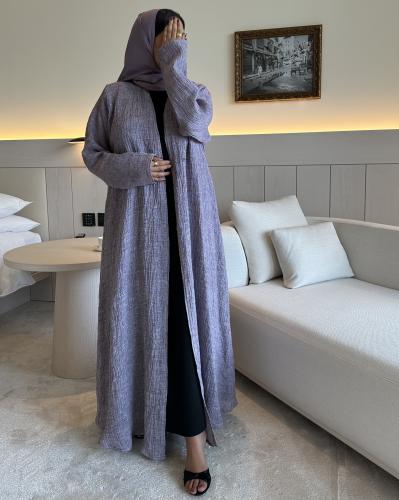 Linen Abaya - Purple (A17)