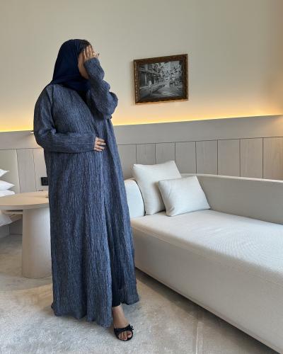 Linen Abaya - Blue (A16)
