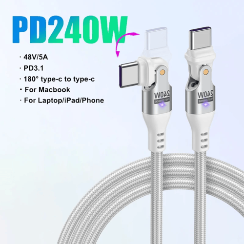 240 واط USB نوع C كابل لماك بوك برو شحن سريع 3.1 5...