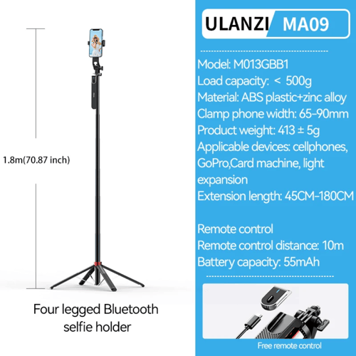 Ulanzi MA09 1.8 متر Selfie عصا ترايبود آيفون 16 15...