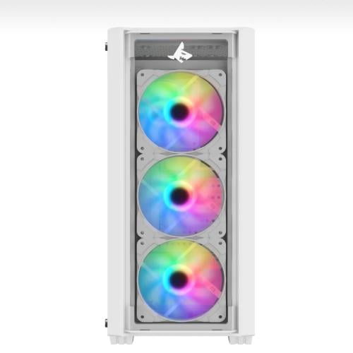 كيس pc عدد 4 مراوح ابيض واجهة امامية زجاج