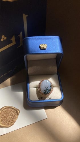 خاتم رجالي فضة عيار 925 مُتوج بالعقيق اليماني الطب...