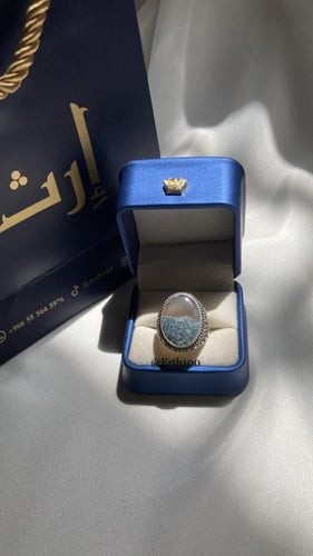 خاتم رجالي فضة عيار 925 مُتوج بالعقيق اليماني الطب...