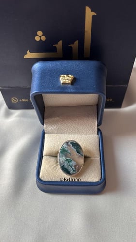 خاتم رجالي فضة عيار 925 مُتوج بالعقيق اليماني الطب...