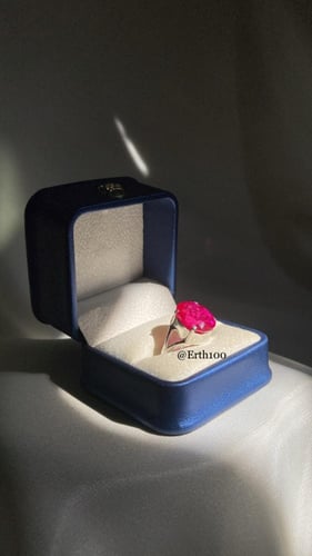 خاتم نسائي صياغة يدوية فضة عيار 925 مُتوج بحجر الك...