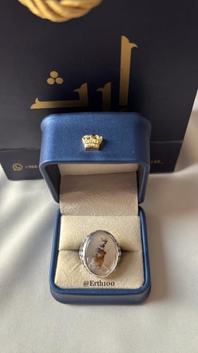 خاتم رجالي فضة عيار 925 مُتوج بالعقيق اليماني الطب...
