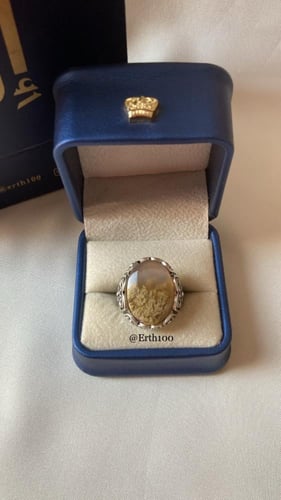 خاتم رجالي فضة عيار 925 مُتوج بالعقيق اليماني الطب...