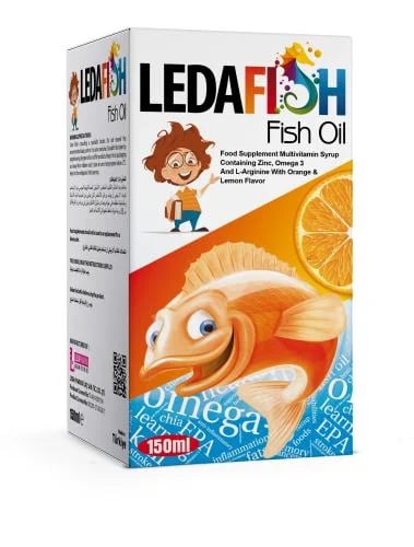 LidaFish Omega-3 Fish Oil Syrup with Multivitamins, Zinc & Arginine | Orange & Lemon Flavor | 150 ml