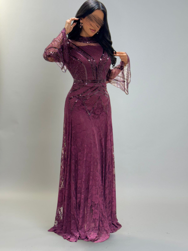 فستان توتي طويل مطرّز بالكامل