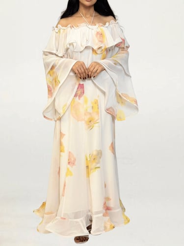 فستان شيفون خفيف مزدان