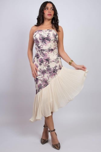 فستان أوركيد الليلك المطوي Orchid Lilac Pleated Dr...