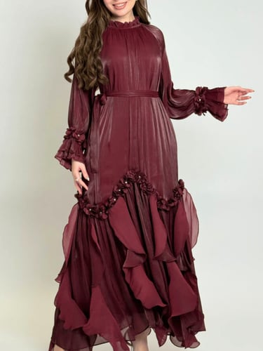 فستان ليالي البرقوق – شيفون مزهّر