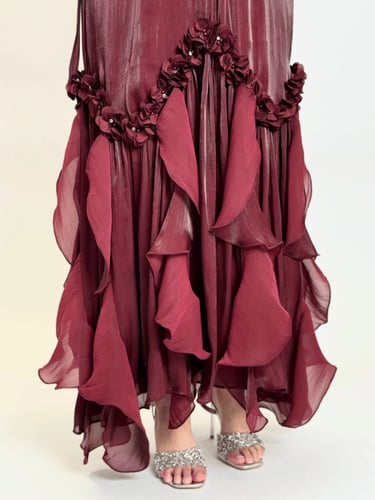 فستان ليالي البرقوق – شيفون مزهّر