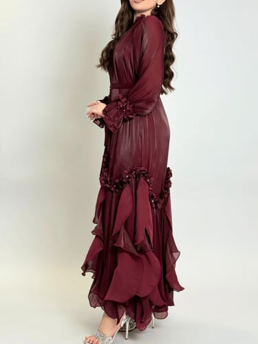 فستان ليالي البرقوق – شيفون مزهّر