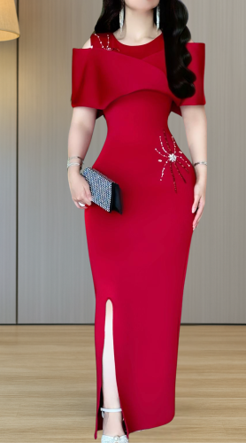 فستان بكتف متدرج أنيق