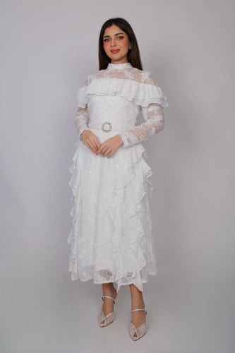 فستان رُقيّ الكشكش – دانتيل ناعم