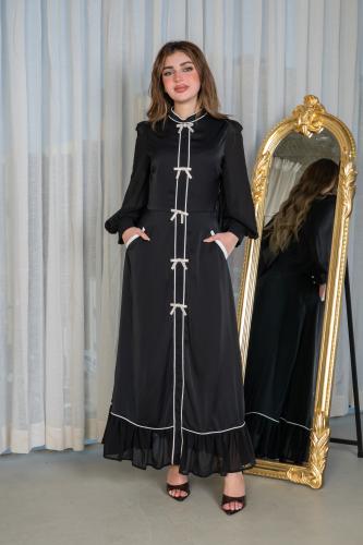 فستان حرير مبطن باكمام شيفون