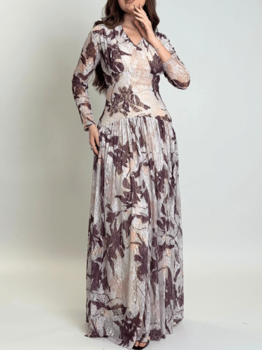 فستان ظلال الورد – دانتيل مطبوع