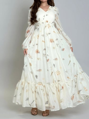 فستان شيفون ماكسي مطبوع Printed Chiffon Maxi Dress