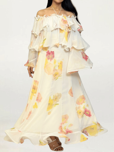 فستان شيفون خفيف مزدان