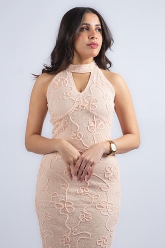 فستان هالتر مطرّز أنيق Embroidered Halter Neck Eve...