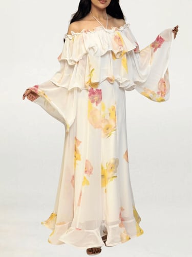 فستان شيفون خفيف مزدان