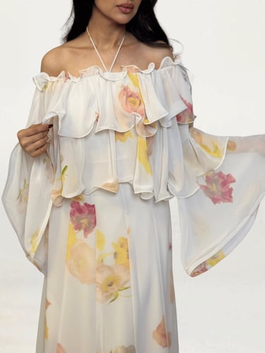 فستان شيفون خفيف مزدان