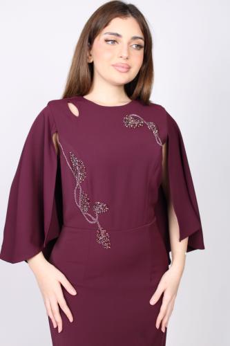 فستان سهرة أنيق بلون عنابي فاخر