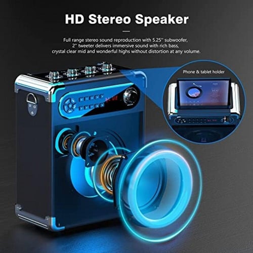 جهاز كاريوكي مع اثنين ميكروفون لاسلكي من جيه واي ا...