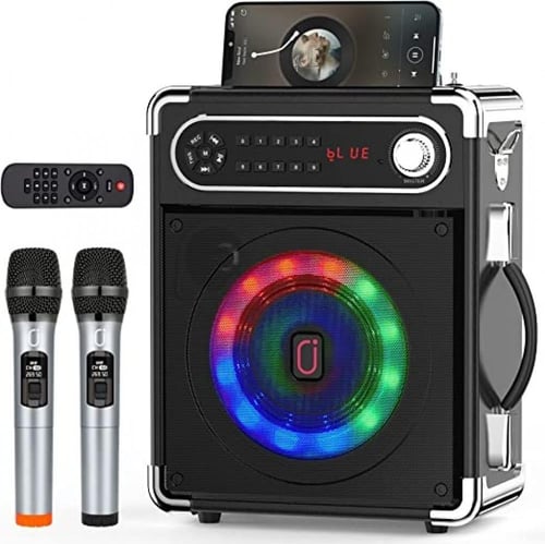 جهاز كاريوكي مع اثنين ميكروفون لاسلكي من جيه واي ا...