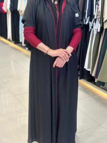 عبايه كم استرتش عنابي