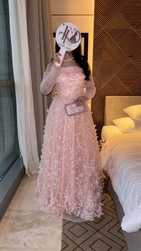 فستان سهرة وردي