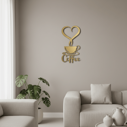 لوحة حائط معدنية ديكور قهوة - تثبت بلاصق قوي مرفق...