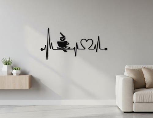 لوحة حائط معدنية لعشاق القهوة - تثبت بلاصق قوي مرف...