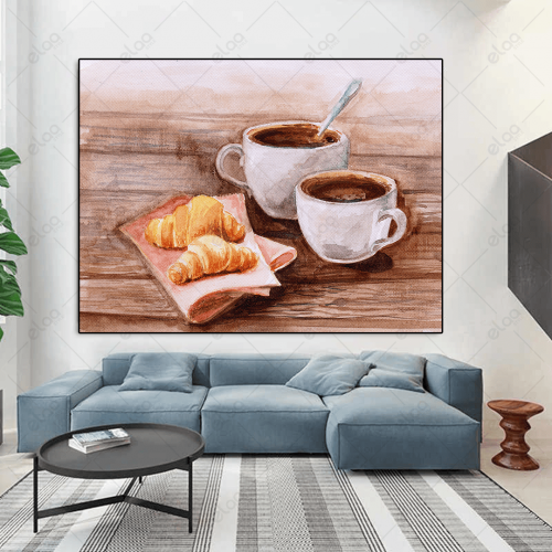 لوحة جدارية كوبان من الاسبريسو على طاولة خشبية