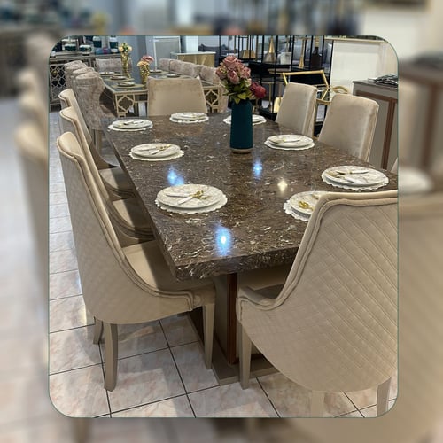 طاولة طعام لـ 8 اشخاص رخامية