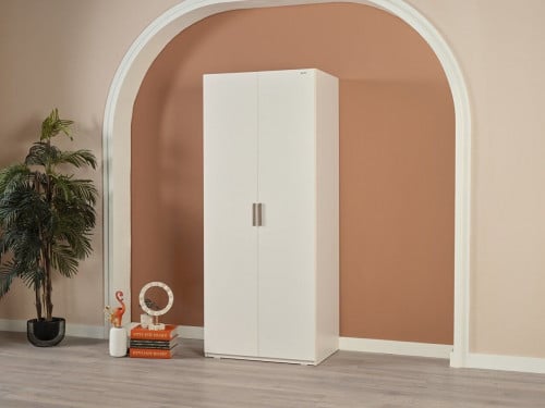 دولاب مفرد بابين - أبيض