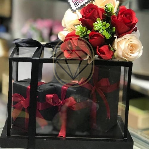 تغليف مع باقة ورد طبيعي (MD00025)