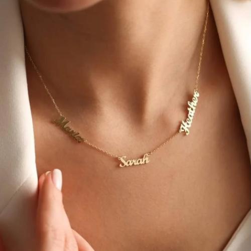 سلسال 3 أسماء مطلي بالذهب أو الفضة بالأسم حسب طلبك