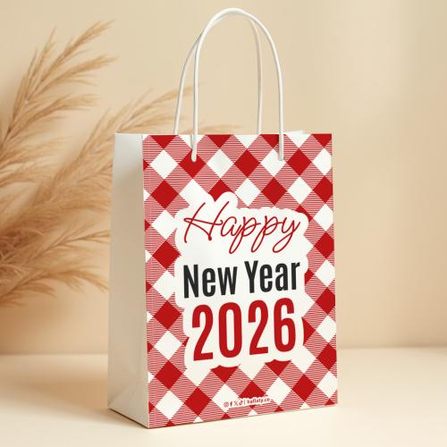 ستيكر الأكياس رأس السنة الأحمر - 12 حبة