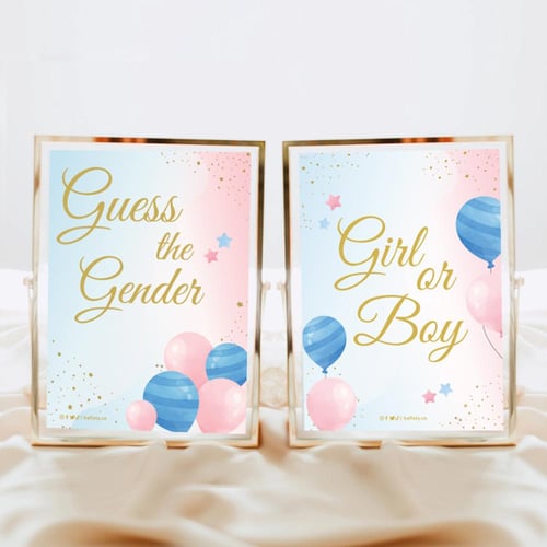 كشف الجنين ثيم الباستيل ، مطبوع جاهز للتوصيل