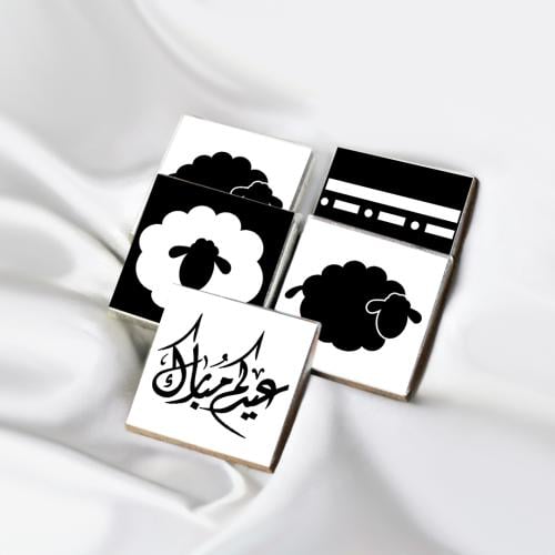 ستكير الشيكولاتة ثيم العيد أسود وأبيض - 24 حبة