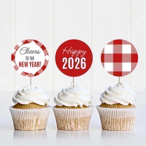 ثيم رأس السنة الأحمر ، مطبوع جاهز للتوصيل