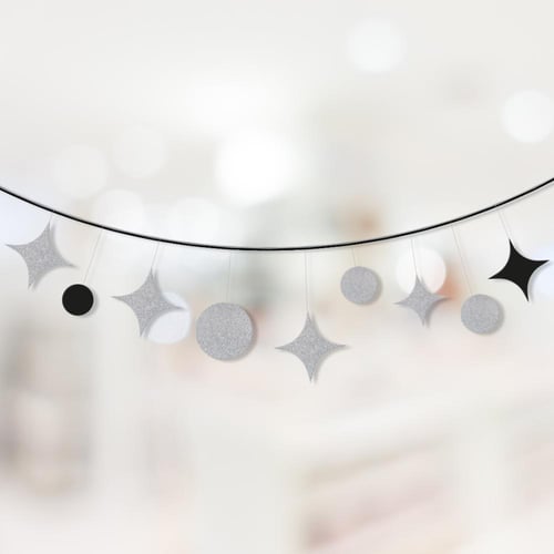 ثيم رأس السنة الفضي ، مطبوع جاهز للتوصيل