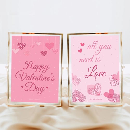 ثيم يوم الحب البينك ، مطبوع جاهز للتوصيل
