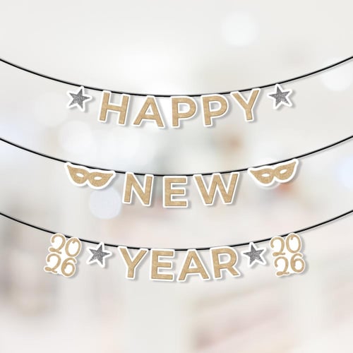 ثيم رأس السنة الذهبي ، مطبوع جاهز للتوصيل