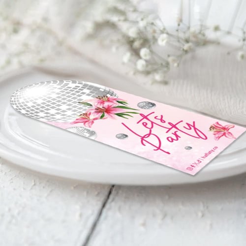 ثيم كرة الديسكو والورود ، مطبوع جاهز للتوصيل