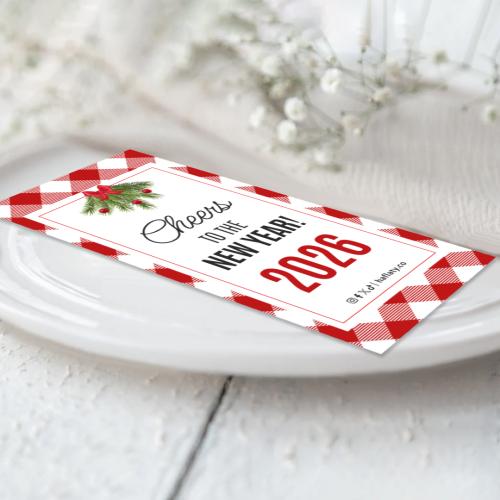 كرت الصحن ثيم رأس السنة الأحمر - 12 حبة