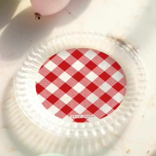 صحن شفاف ثيم رأس السنة الأحمر - 12 حبة