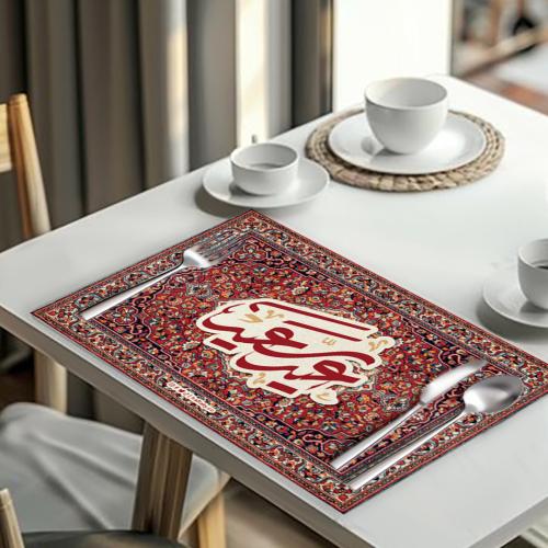 لبادة طاولة ثيم العيد السجاد الأحمر - 12 حبة